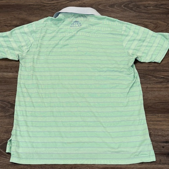 Peter Millar Men’s Green Striped Short Sleeve Polo Size Large - Picture 7 of 8